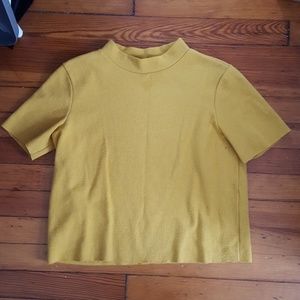 Zara mock neck top in mustard color
